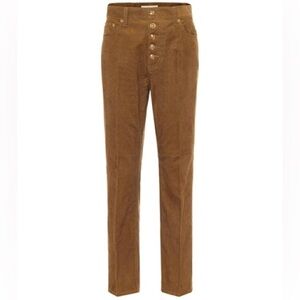 Tory Burch Brown Corduroy Straight Leg Pants - Exposed Button Fly - Size 25